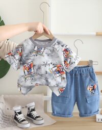Lucky Elephant Denim Set (grey)